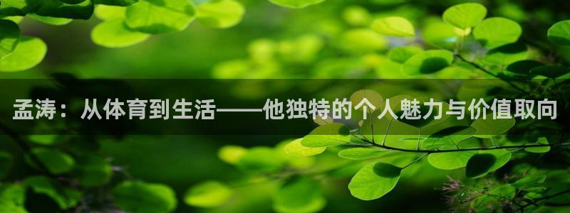 三亿体育登录：孟涛：从体育到生活——他独特的个人魅力与价值取向